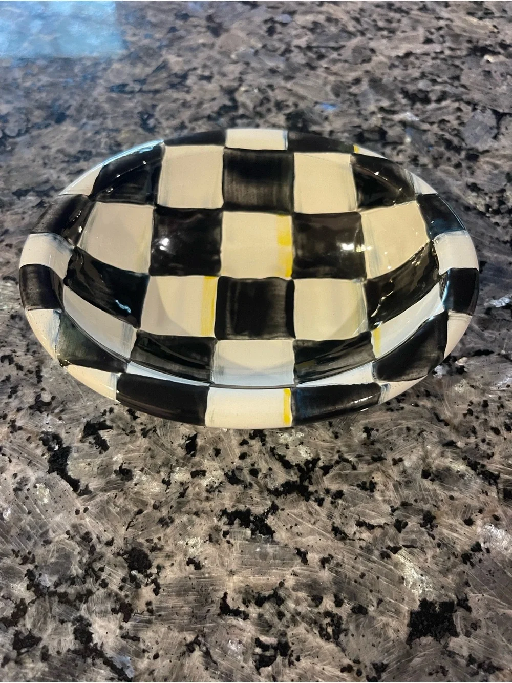 MacKenzie - Childs Enamel Courtly Check  Soap Dish